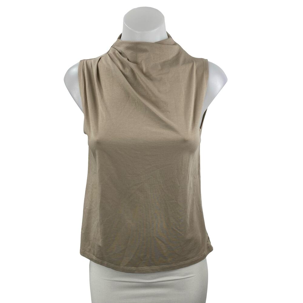 Abercrombie & Fitch Paloma Women's Beige Draped Sleeveless Mock Neck Tank Top XS